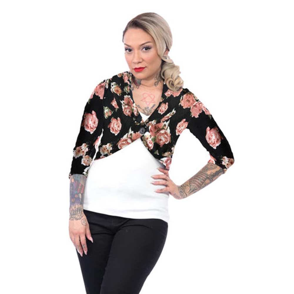 Cropped Marilyn Sweater Black Floral